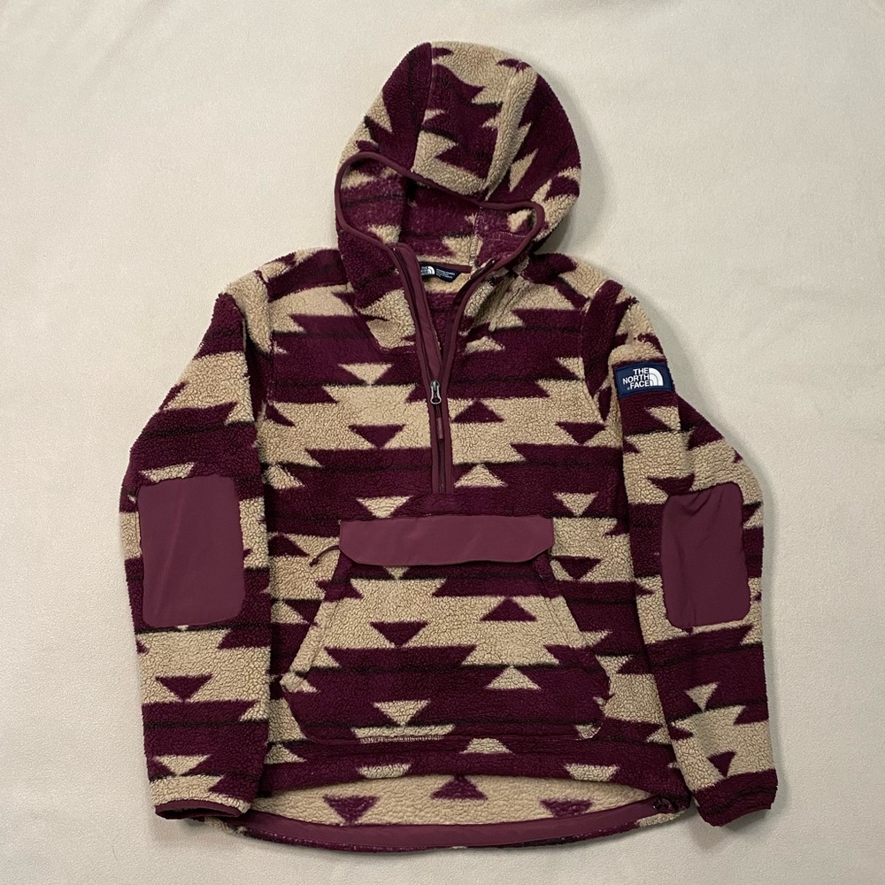 North Face Campshire Pullover Fuzzy Hoodie Front Zip Kangaroo Hand Pocket